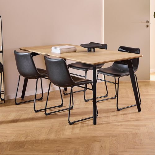 Table à Manger 4 Personnes En Bois Et Métal