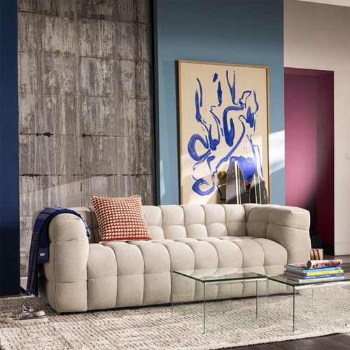 Canapé Droit 3 Places En Tissu