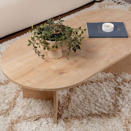Table Basse Ovale En Bois 119x60cm