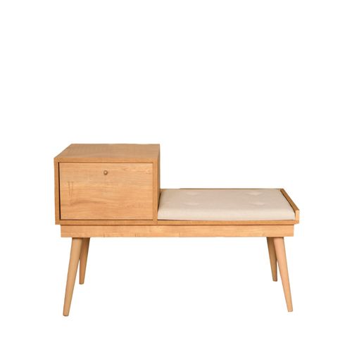 Banc D'entrée Avec Rangement En Tissu Et Bois L105cm