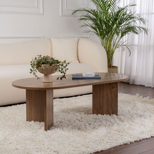 Table Basse Ovale En Bois 119x60cm