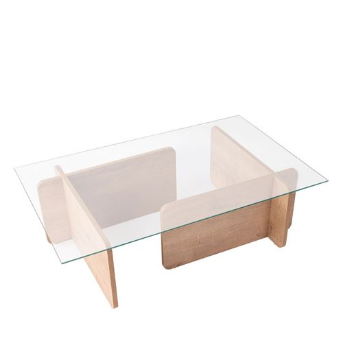 Table Basse En Verre Trempé Et Bois