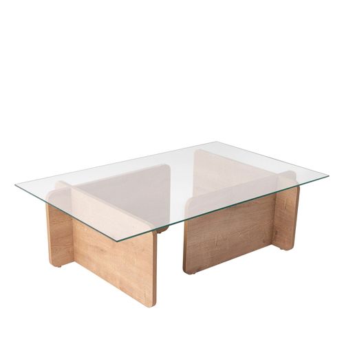 Table Basse En Verre Trempé Et Bois