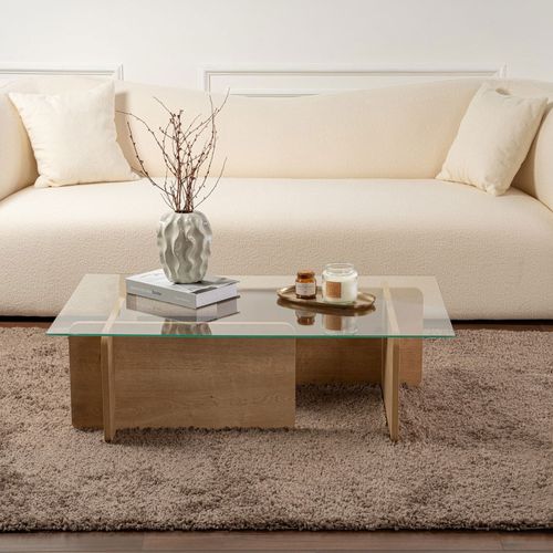 Table Basse En Verre Trempé Et Bois