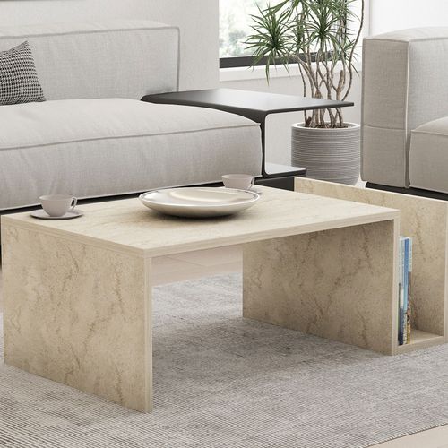 Table Basse Avec Porte Magazines Effet Travertin