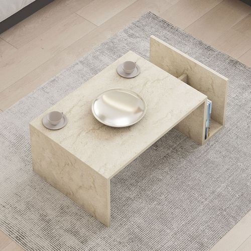 Table Basse Avec Porte Magazines Effet Travertin