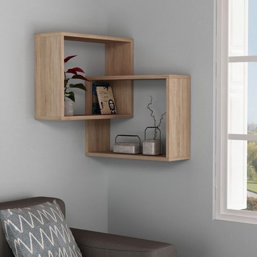 Étagère D'angle Murale En Bois L68cm