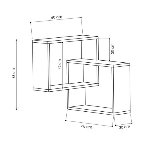 Étagère D'angle Murale En Bois L68cm