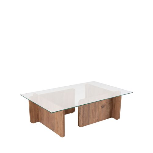 Table Basse En Verre Trempé Et Bois