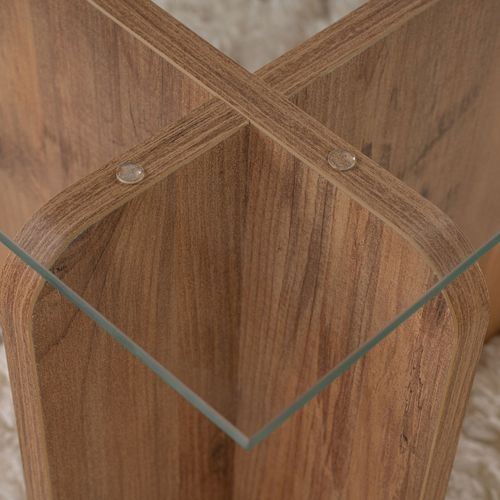 Table Basse En Verre Trempé Et Bois