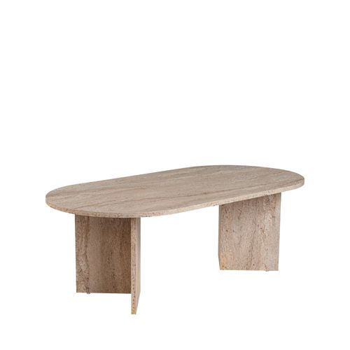 Table Basse Ovale Effet Travertin 119x60cm