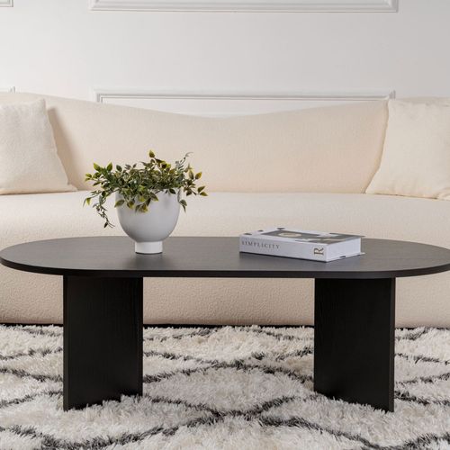 Table Basse Ovale En Bois 119x60cm