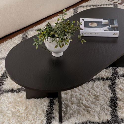 Table Basse Ovale En Bois 119x60cm