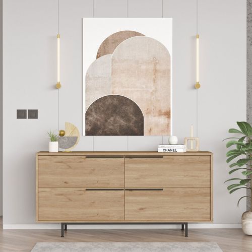 Buffet 4 Portes En Panneaux De Particules Et Métal L160cm