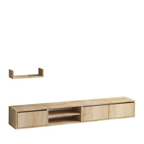 Meuble TV Suspendu 3 Portes En Bois L180cm