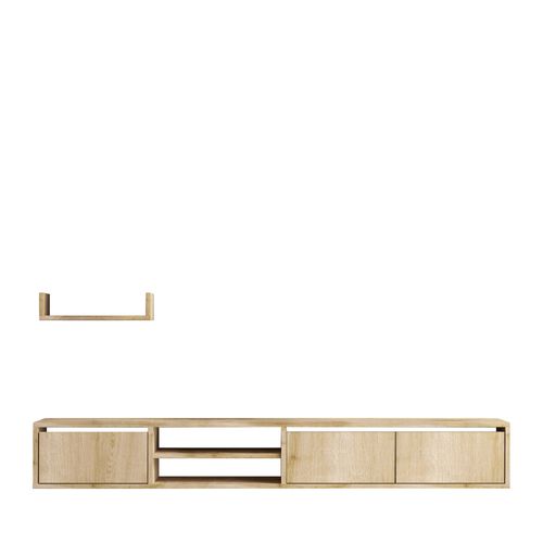 Meuble TV Suspendu 3 Portes En Bois L180cm