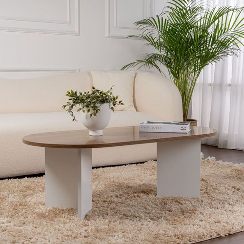 Table Basse Ovale En Bois 119x60cm