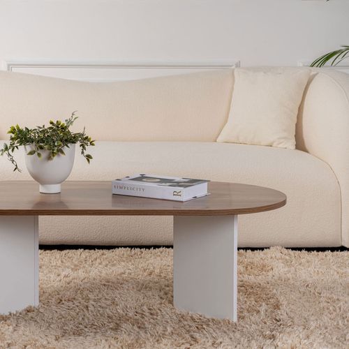 Table Basse Ovale En Bois 119x60cm