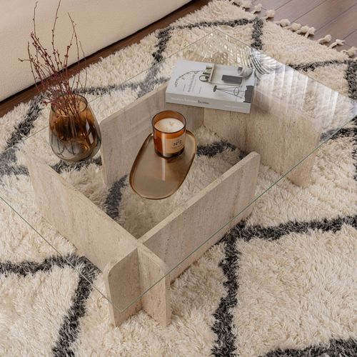 Table Basse En Verre Trempé Et Effet Travertin