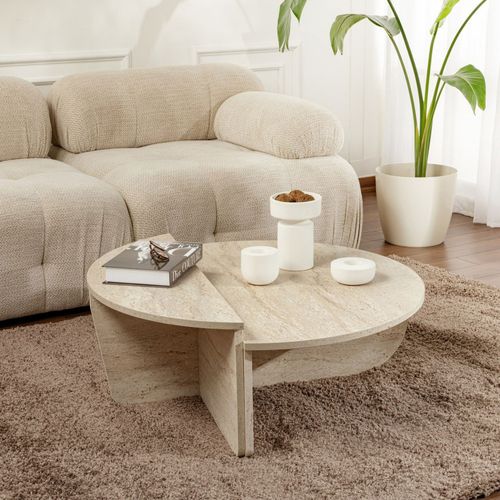 Lot De 2 Tables Basses Effet Travertin