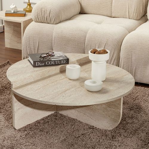 Lot De 2 Tables Basses Effet Travertin