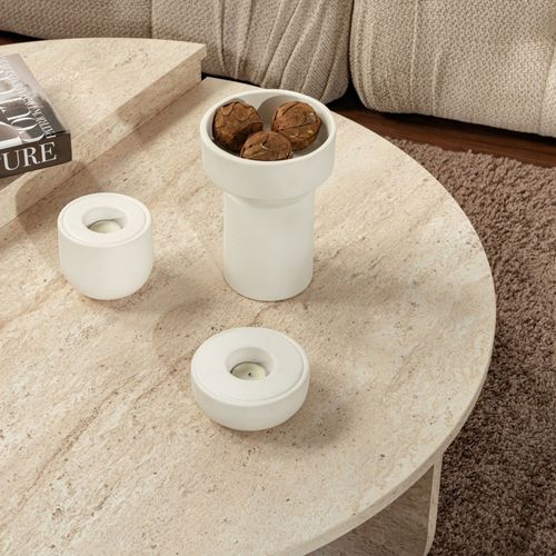 Lot De 2 Tables Basses Effet Travertin