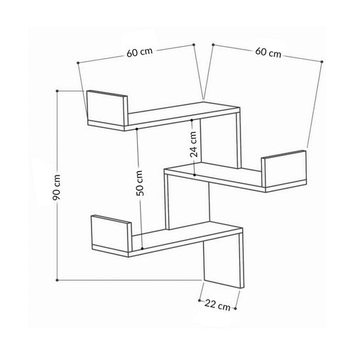 Étagère D'angle Murale En Bois L60cm