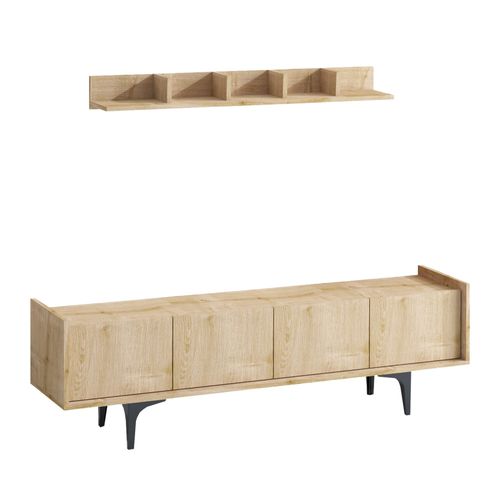 Meuble TV 4 Portes En Panneaux De Particules Et Métal L150cm