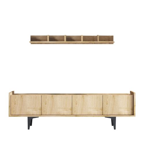 Meuble TV 4 Portes En Panneaux De Particules Et Métal L150cm