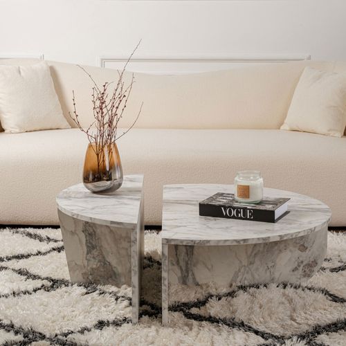 Lot De 2 Tables Basses Effet Marbre