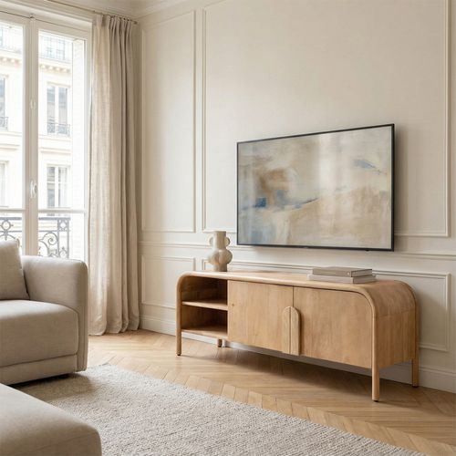 Meuble TV 2 Portes En Bois Massif L150cm