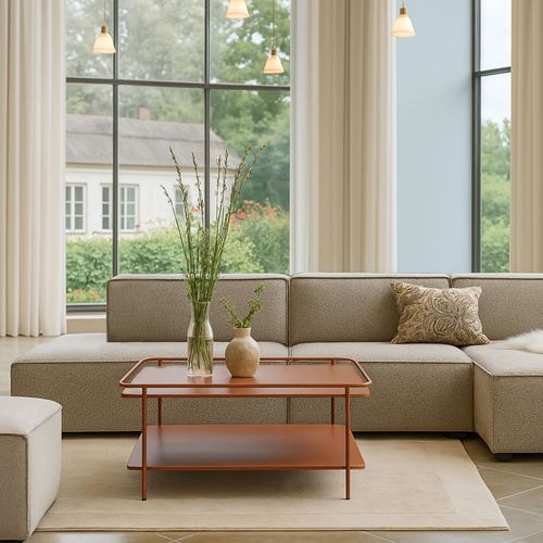 Table Basse Carrée 2 Plateaux En Métal 75x75cm