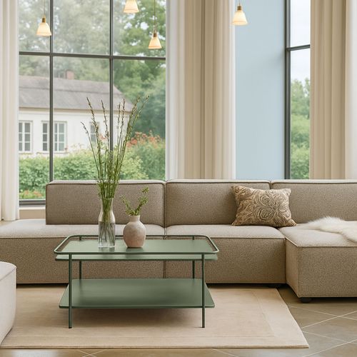 Table Basse Carrée 2 Plateaux En Métal 75x75cm