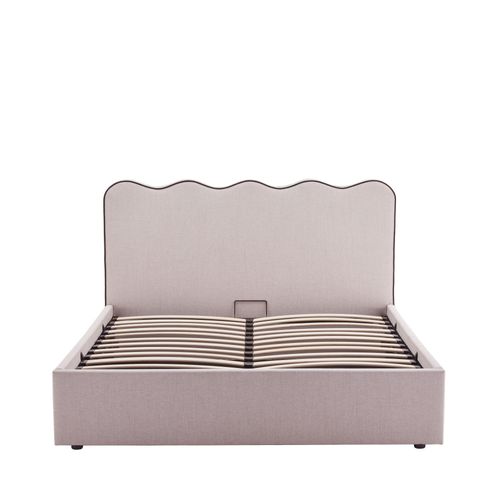 Lit Coffre En Tissu Avec Tête De Lit Ondulée 140x190cm