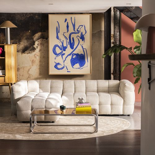 Canapé D'angle Réversible 4 Places En Tissu