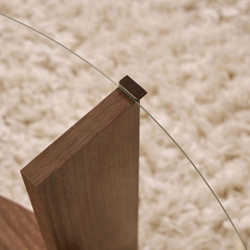 Table Basse Ronde En Verre Trempé Et Bois Ø75cm