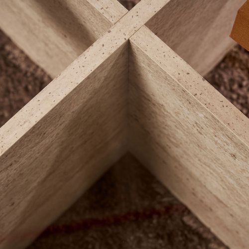 Table Basse Ronde En Verre Trempé Et Effet Travertin Ø75cm