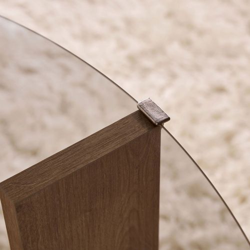 Table Basse Ronde En Verre Fumé Et Bois Ø75cm