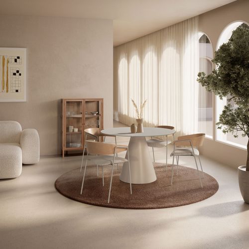 Table à Manger 4 Personnes Ronde En Verre Trempé Et Métal D.120cm