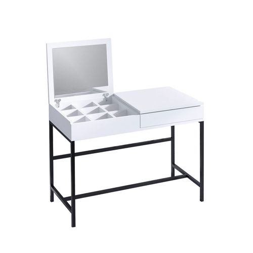 Coiffeuse 1 Tiroir Avec Miroir Et Rangement à Bijoux Intégré L100cm