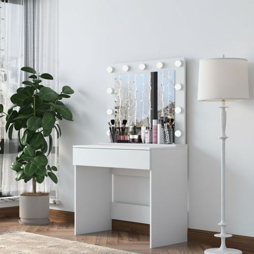 Coiffeuse 1 Tiroir Avec Miroir à LEDs L90cm