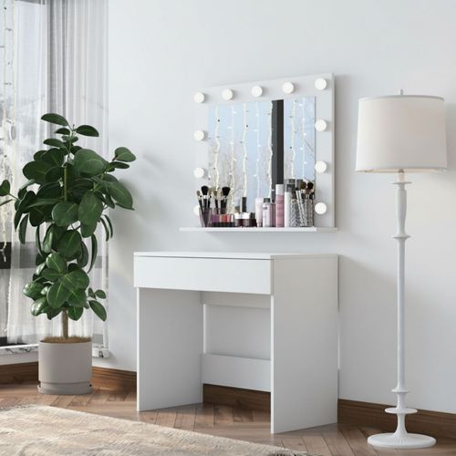 Coiffeuse 1 Tiroir Avec Miroir à LEDs L90cm