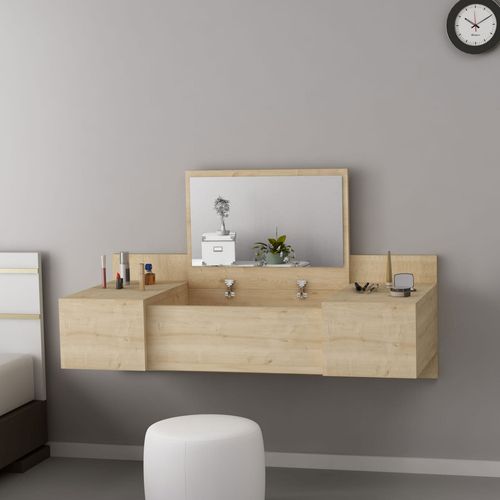 Coiffeuse Murale 3 Portes Avec Miroir Intégré L100cm