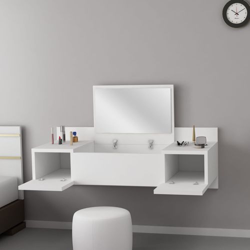 Coiffeuse Murale 3 Portes Avec Miroir Intégré L100cm