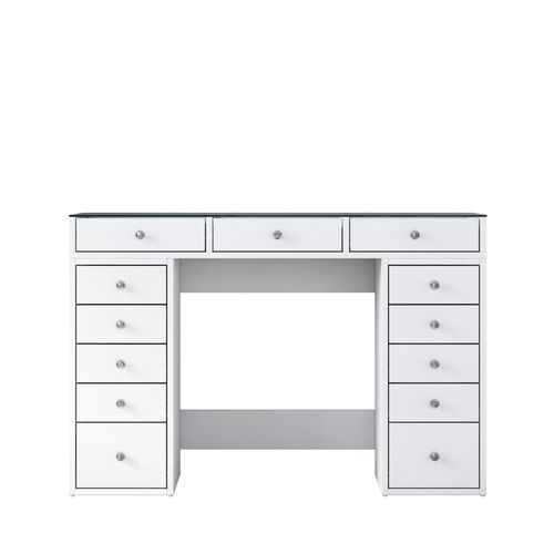 Coiffeuse 13 Tiroirs Avec Plateau En Verre L120cm