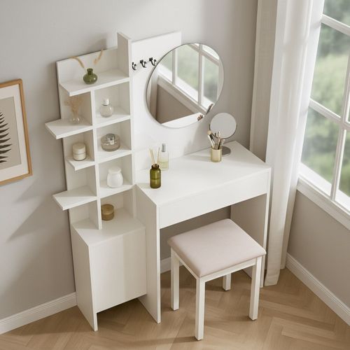 Coiffeuse 1 Tiroir Avec Miroir L71,50cm