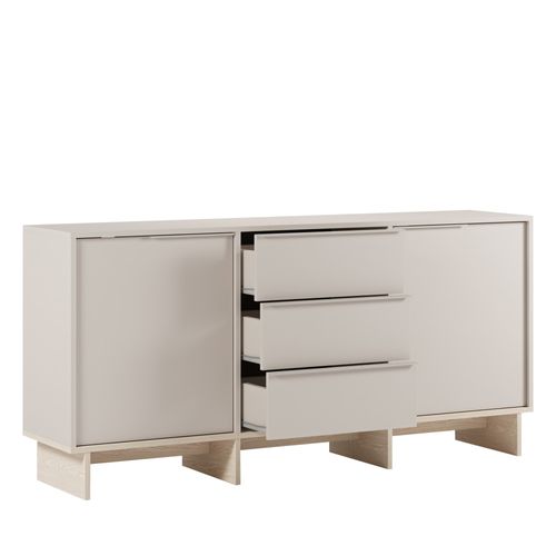 Buffet 2 Portes 3 Tiroirs En Bois Et Métal L176cm