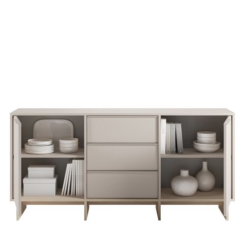 Buffet 2 Portes 3 Tiroirs En Bois Et Métal L176cm