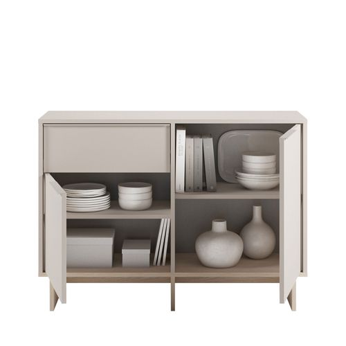 Buffet 2 Portes 1 Tiroir En Bois Et Métal L120cm