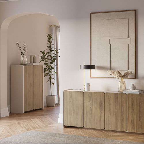 Buffet Haut 2 Portes En Bois H125cm